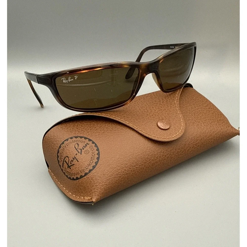 Ray-Ban RB4034 Predator 642/83 Polarized Wrap Sunglasses Havana Brown w/ Case